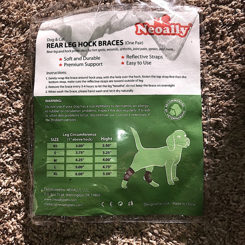 Neoally New Dog and Cat Rear Leg Hock Brace (short version) Medium